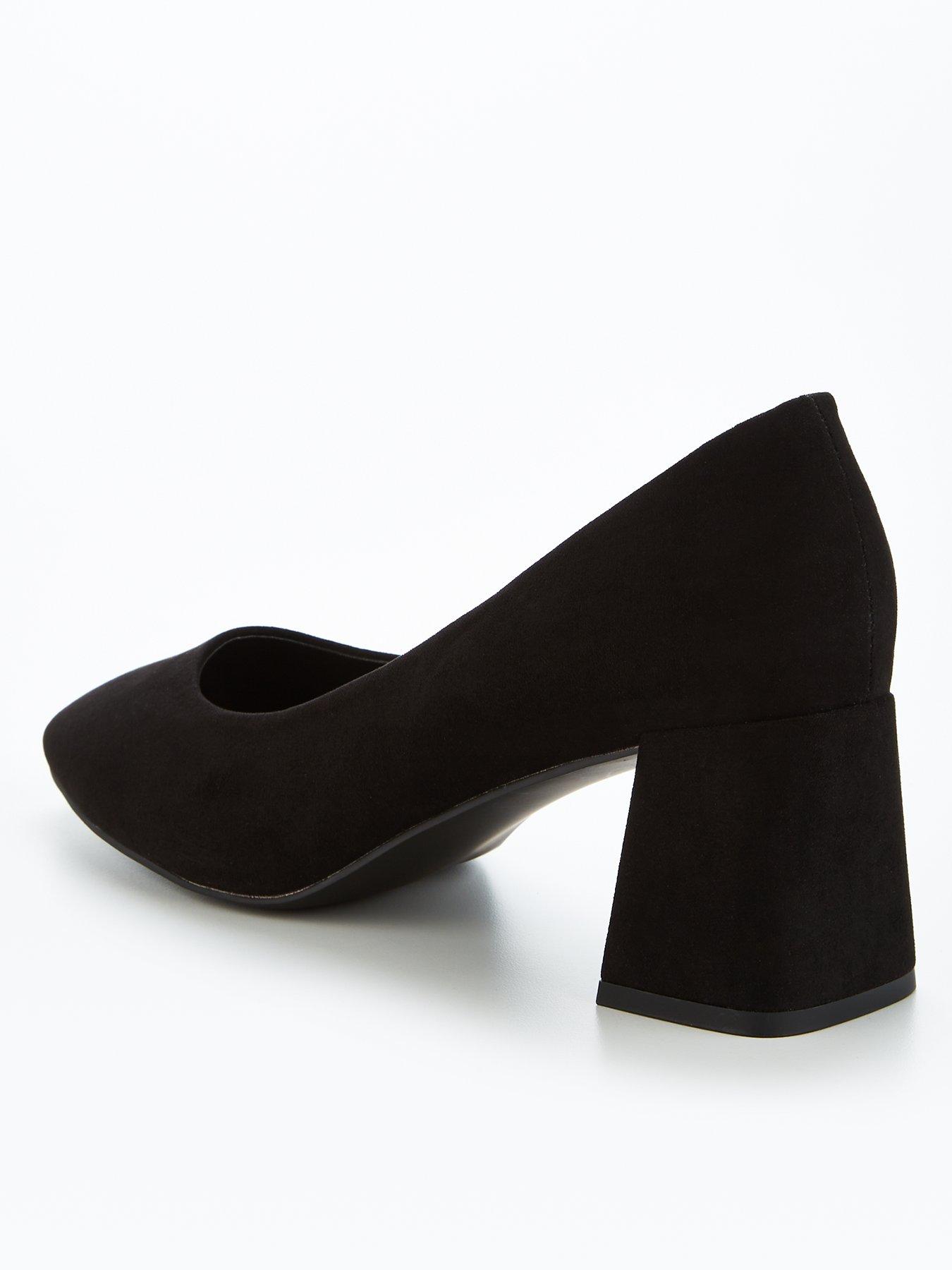 Black block heel court sales shoes uk