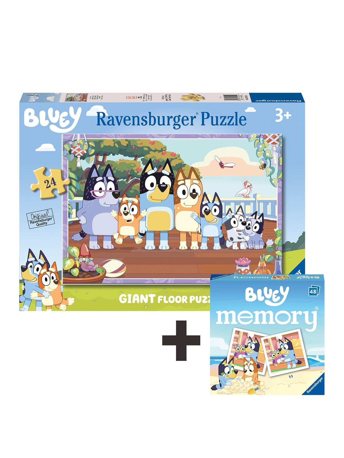 Ravensburger Bluey Twin Pack – My First Giant Floor Jigsaw Puzzle  &  Mini Memory Card Game