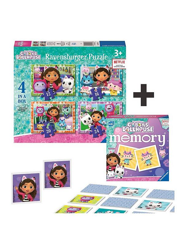 Image 1 of 6 of Ravensburger Gabbys Dollhouse Twin Pack -&nbsp;4 In A Box (3143) and&nbsp;Memory Card Game&nbsp;(20956)