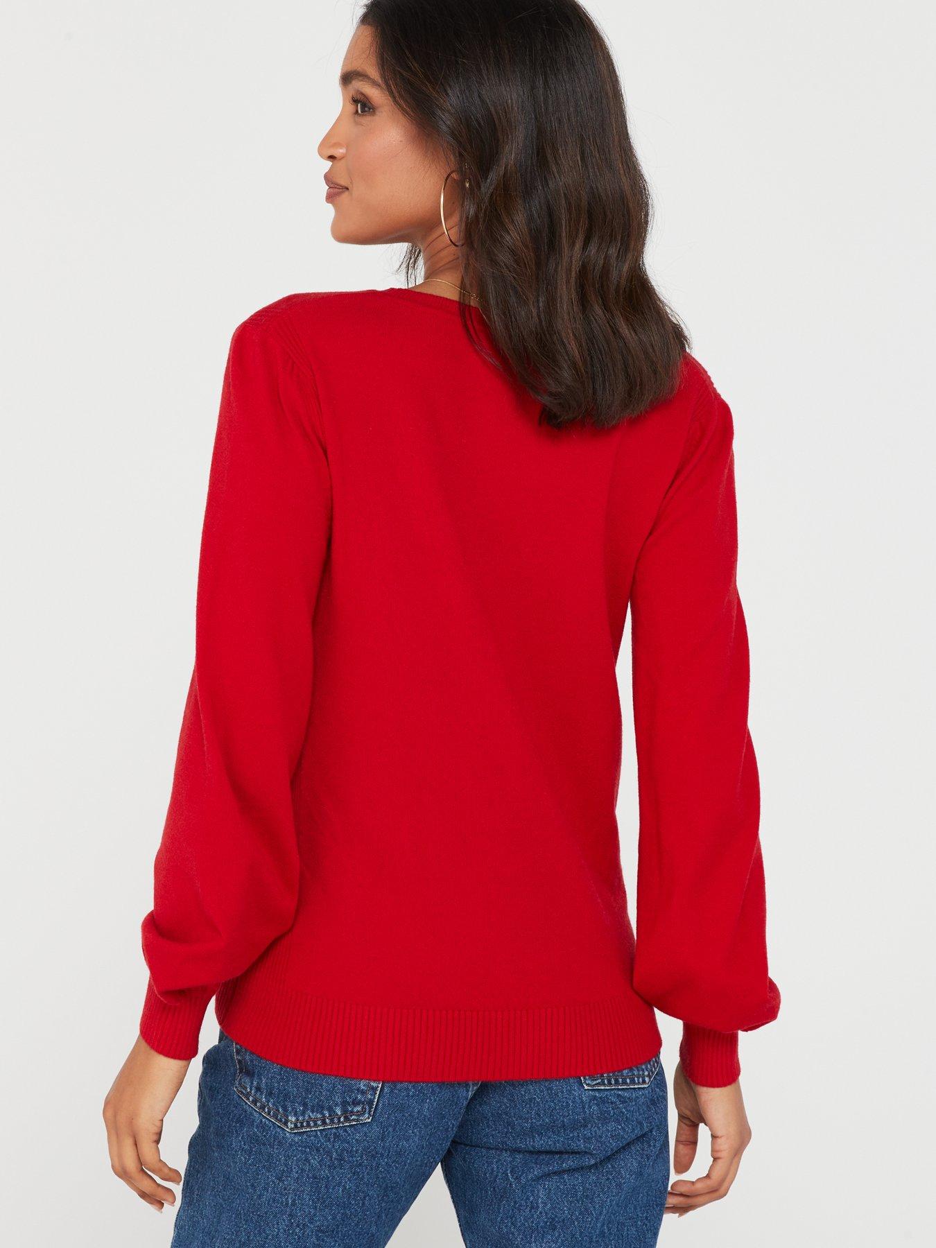 Everyday V-Neck Jumper - Red