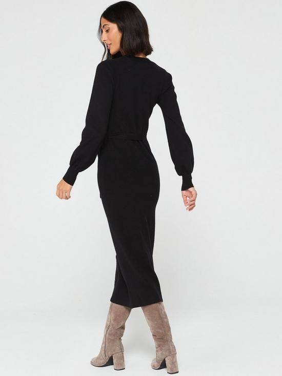 stillFront image of v-by-very-knitted-midi-dress-black