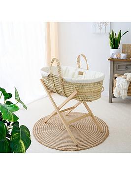 Product photograph of Clair De Lune Organic Palm Moses Basket - Cream from very.co.uk