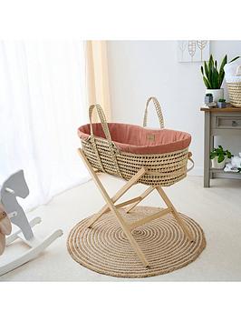 Product photograph of Clair De Lune Organic Palm Moses Basket - Terracotta from very.co.uk