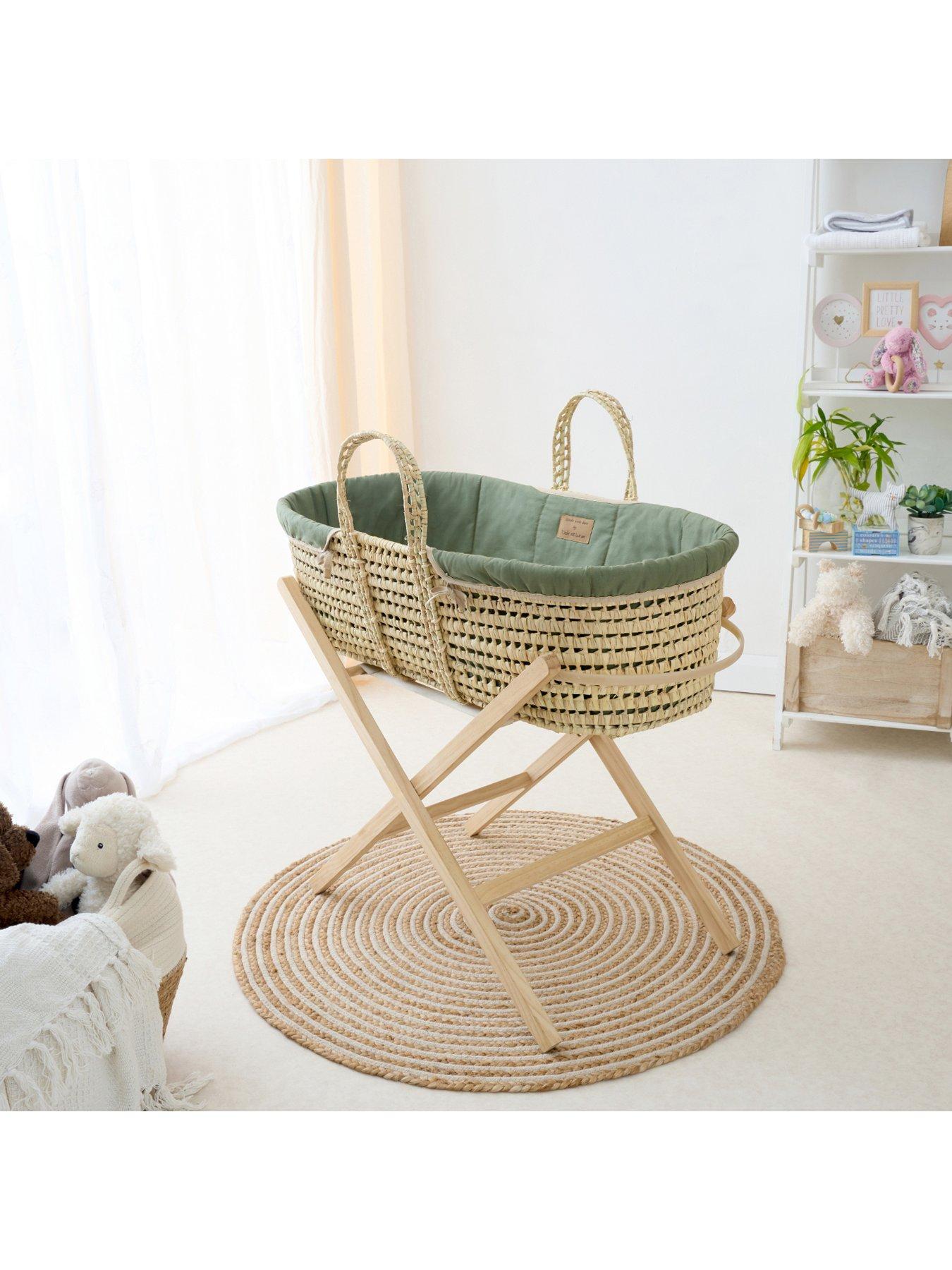 Product photograph of Clair De Lune Organic Palm Moses Basket - Sage from very.co.uk