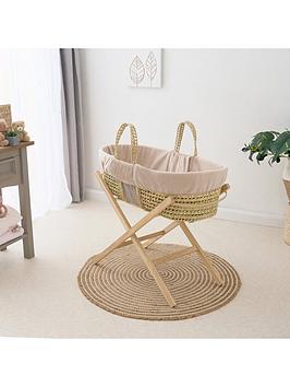 Product photograph of Clair De Lune Cord Reversible Palm Moses Basket - Oatmeal from very.co.uk