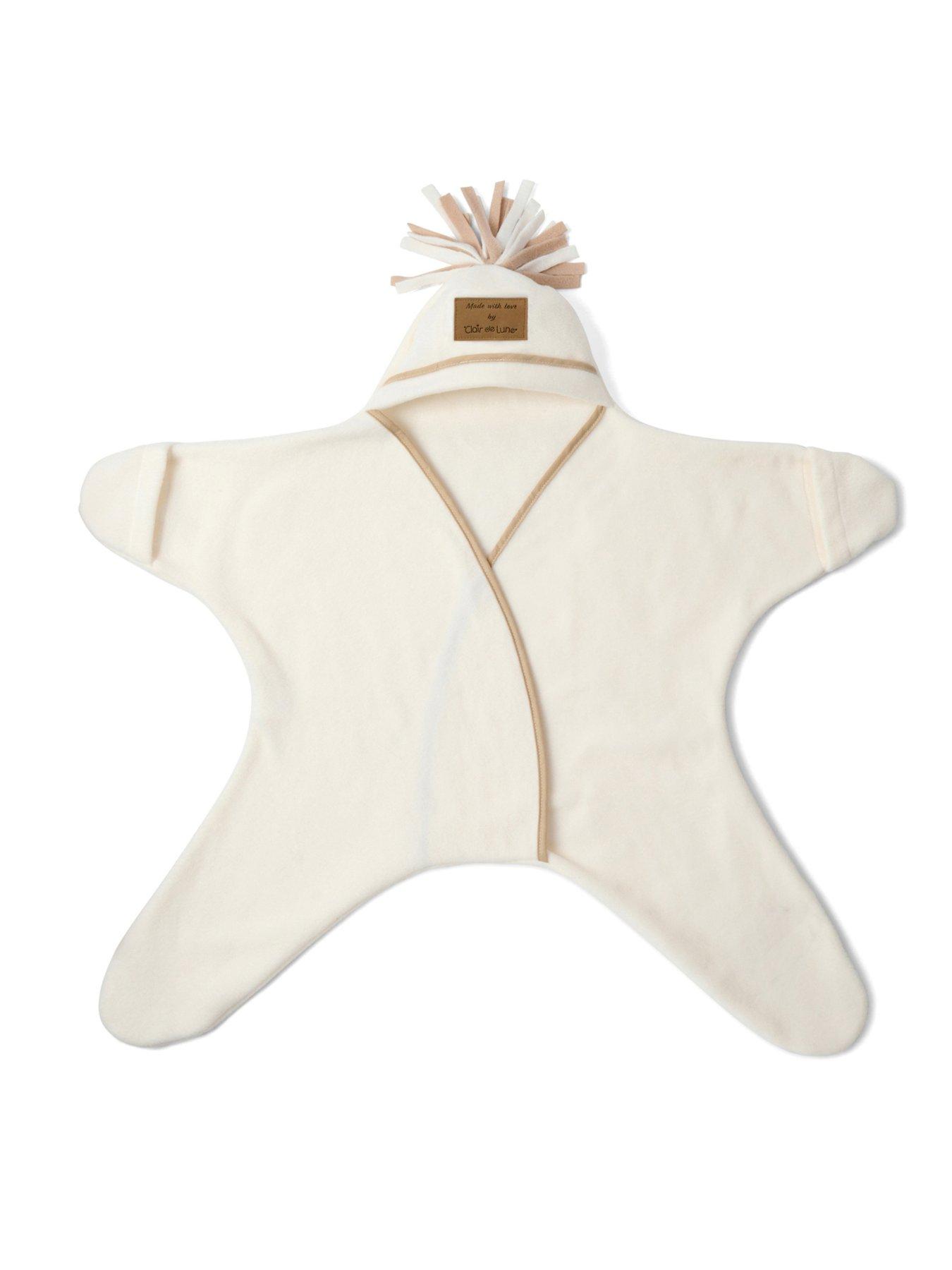 Image 5 of 7 of Clair De Lune Star Fleece Baby Wrap Blanket (0-6 months) - Cream