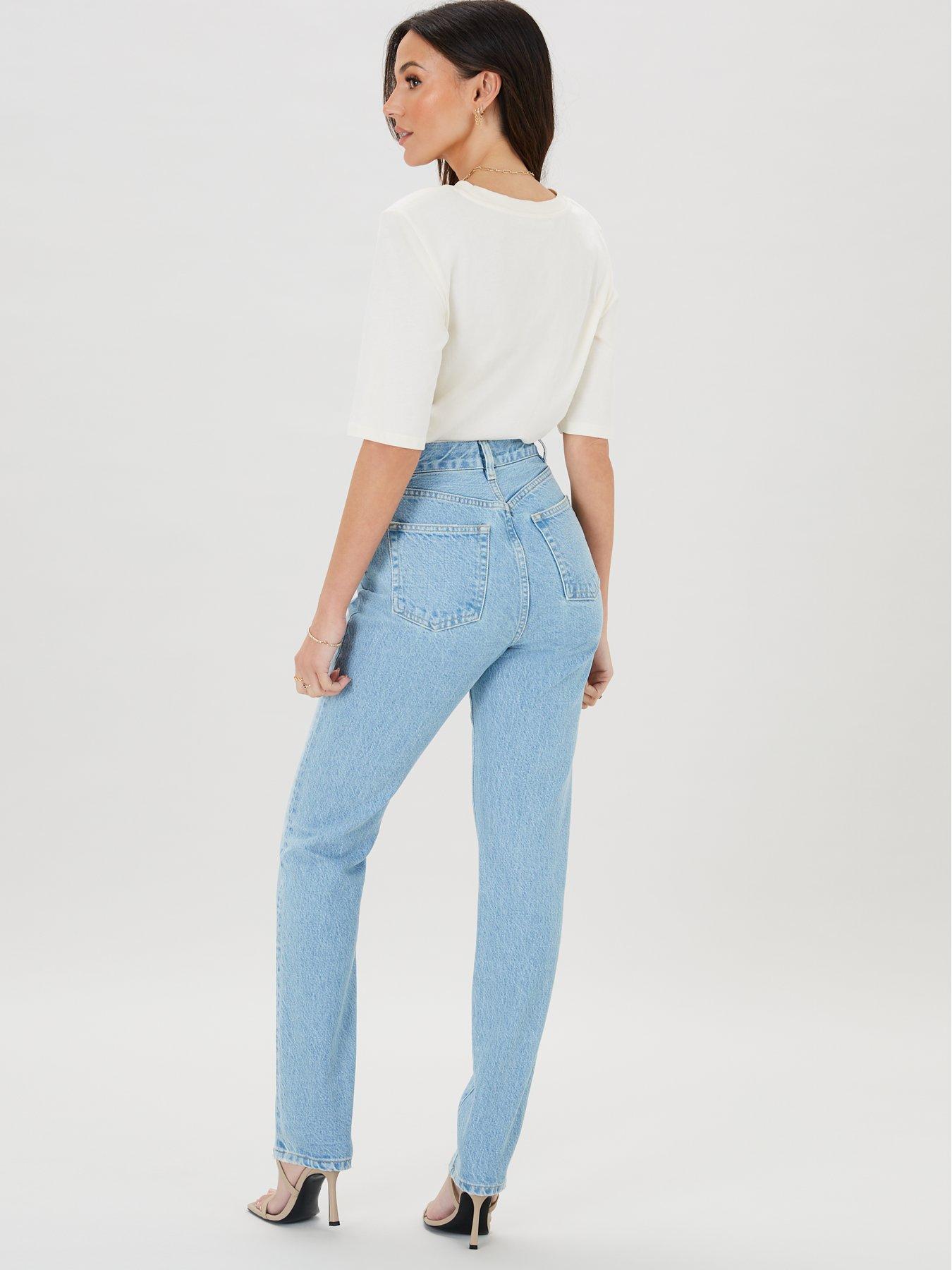 High rise regular fit hot sale jeans