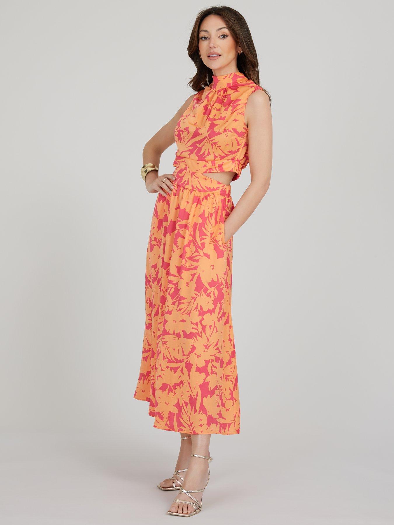 Know No Limits Pink and Orange Floral Halter Jumpsuit FINAL SALE