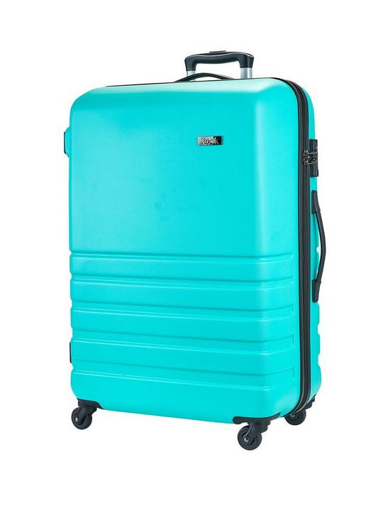 front image of rock-luggage-bryon-4-wheel-hardshell-tsa-large-suitcase-turquoise