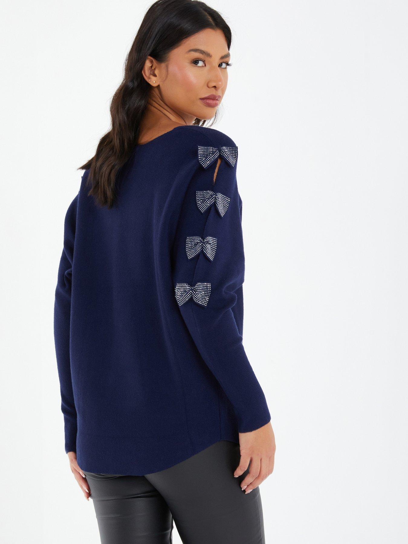 Diamante Bow Sleeve Jumper