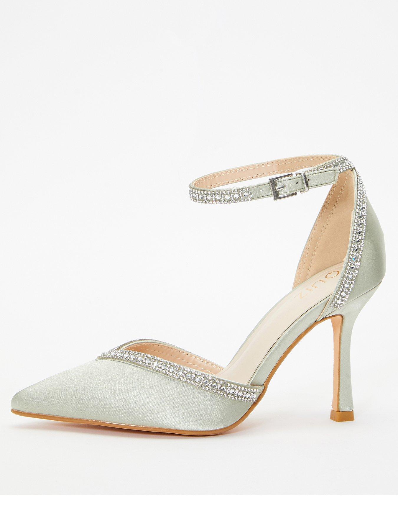 Quiz silver mid deals heel court shoes