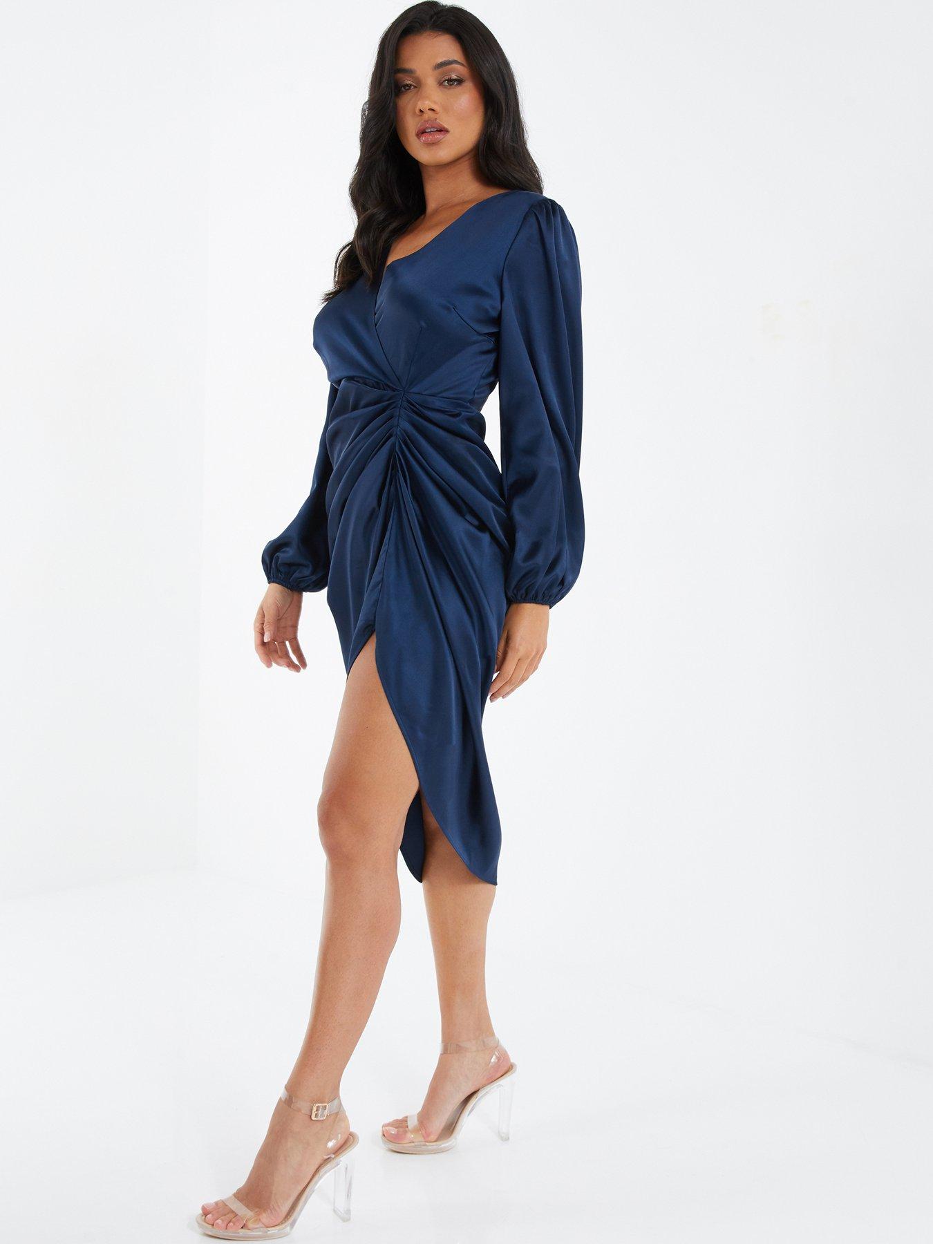 Silk navy blue on sale dress