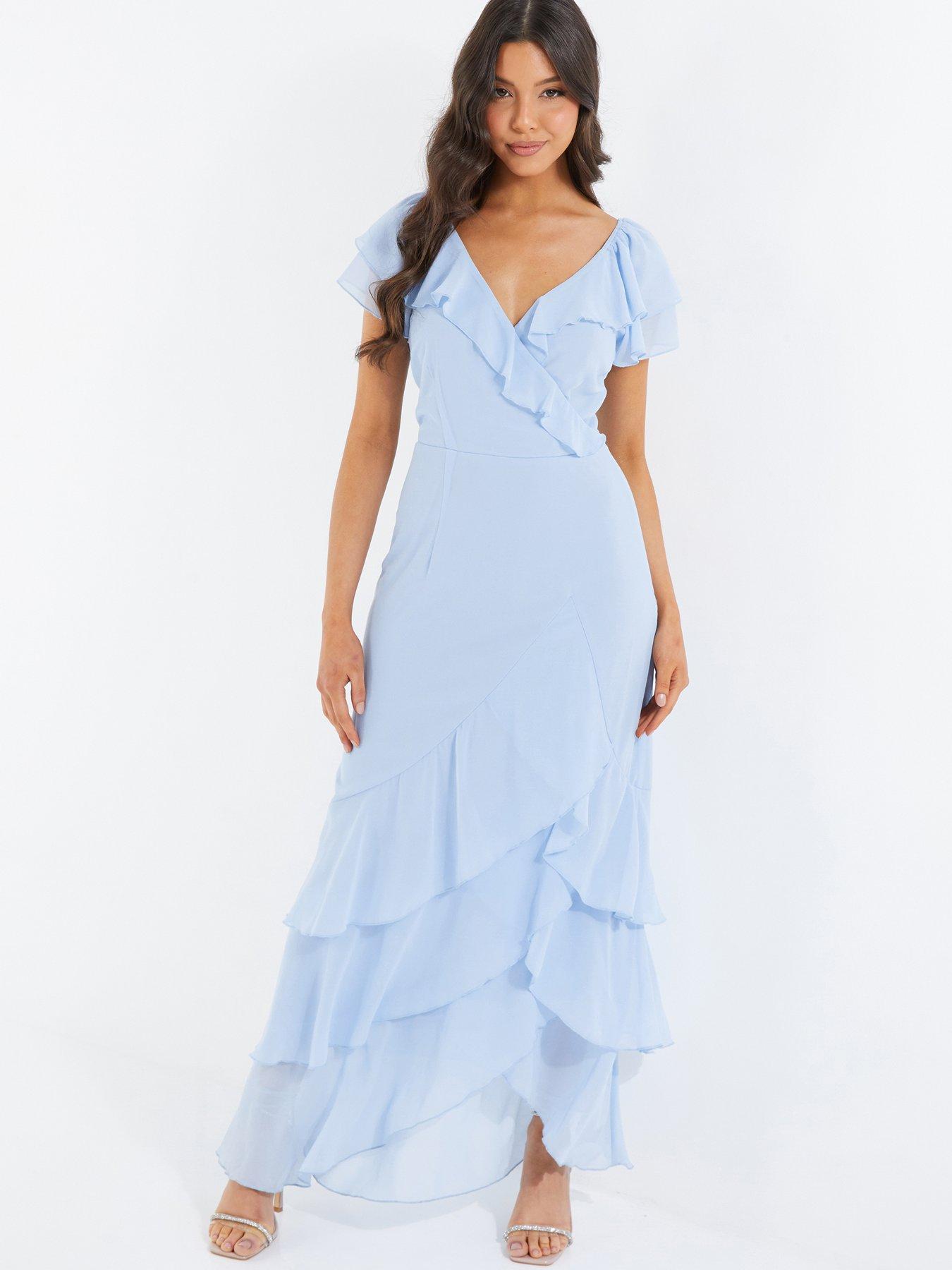 Quiz Chiffon Frill Maxi Dress | very.co.uk