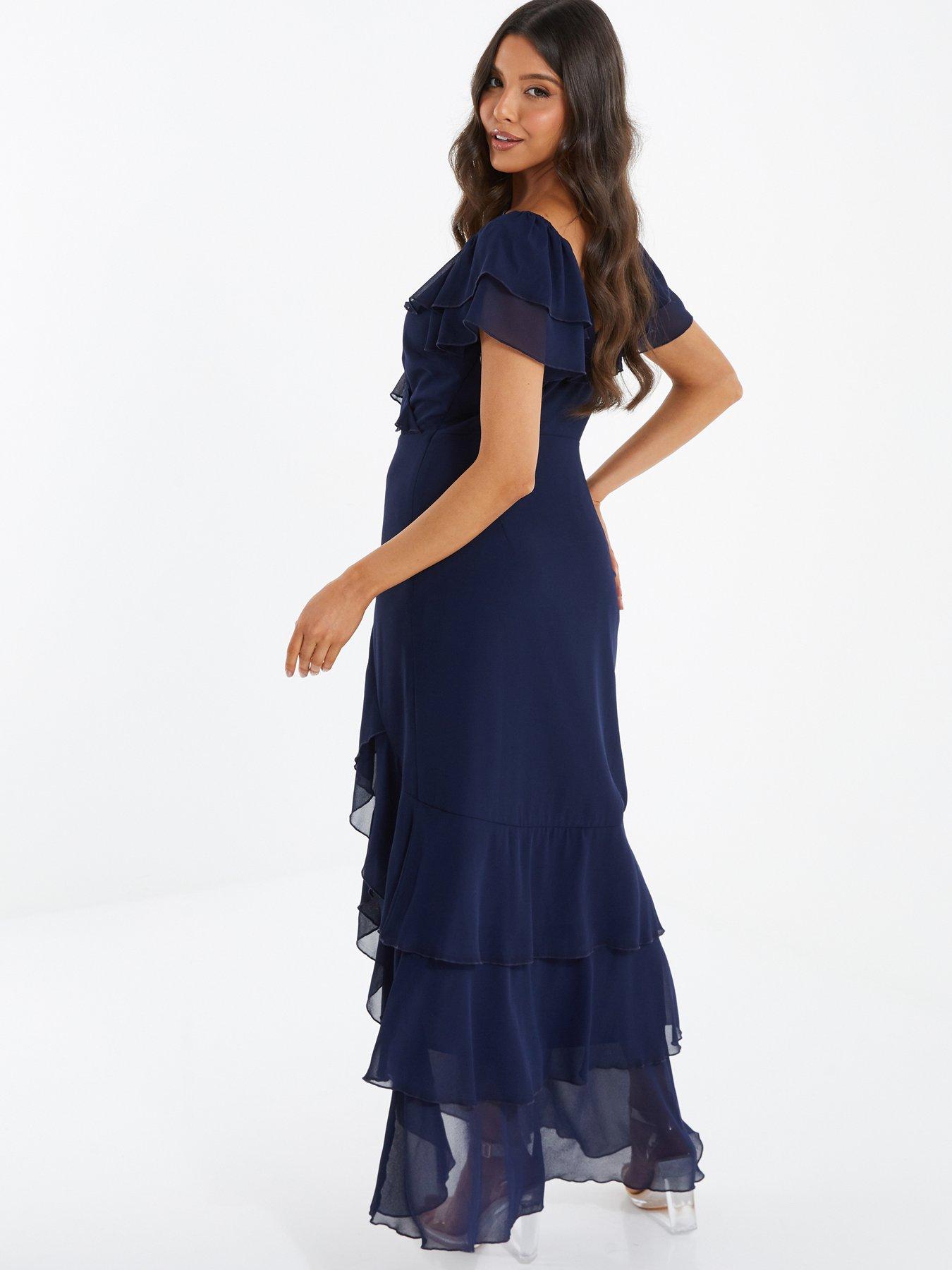 Quiz Chiffon Frill Maxi Dress | very.co.uk