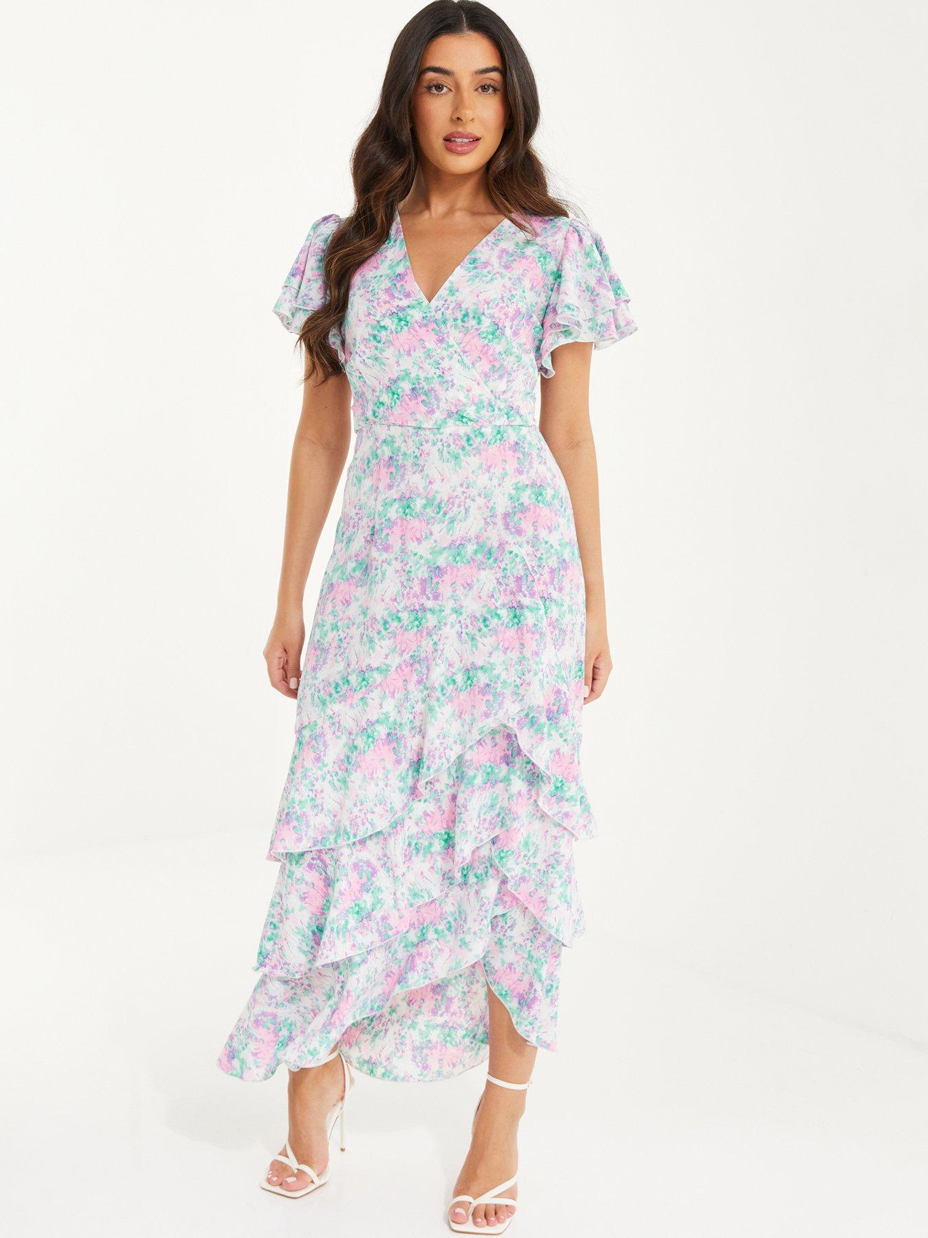 Quiz printed hot sale maxi dress