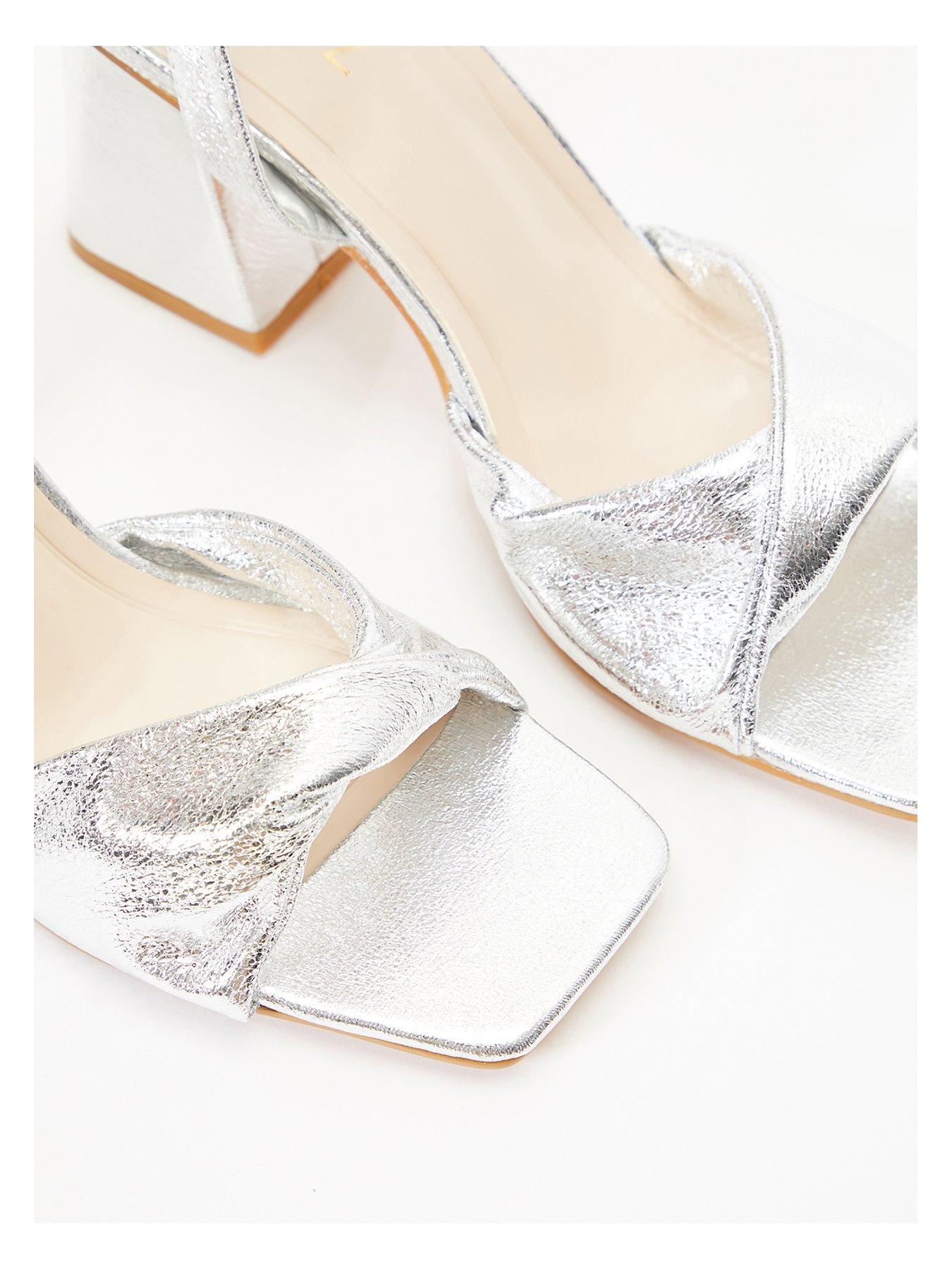 Quiz silver block heel on sale sandals