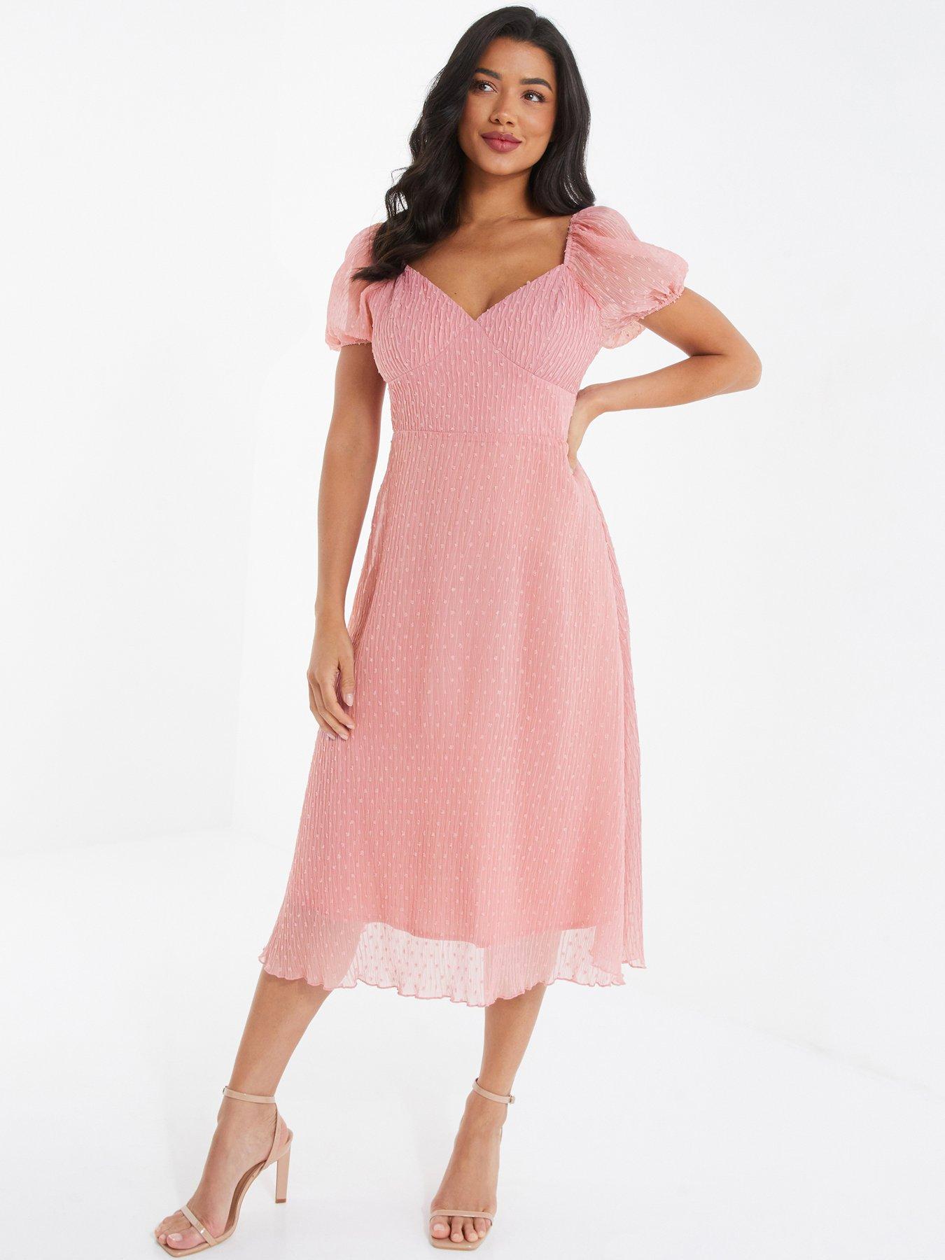 Quiz Chiffon Crinkle Midi Dress | very.co.uk