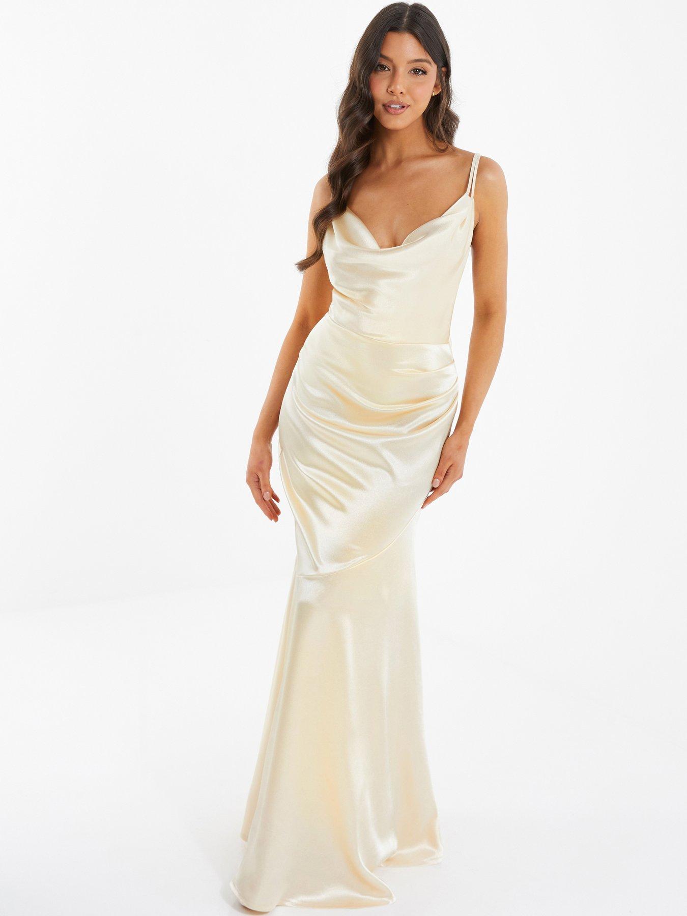 Satin gold sales maxi dress