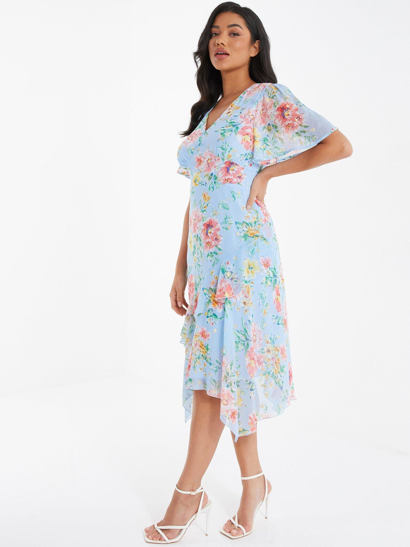 Quiz Floral Chiffon Midi Dress | Very.co.uk