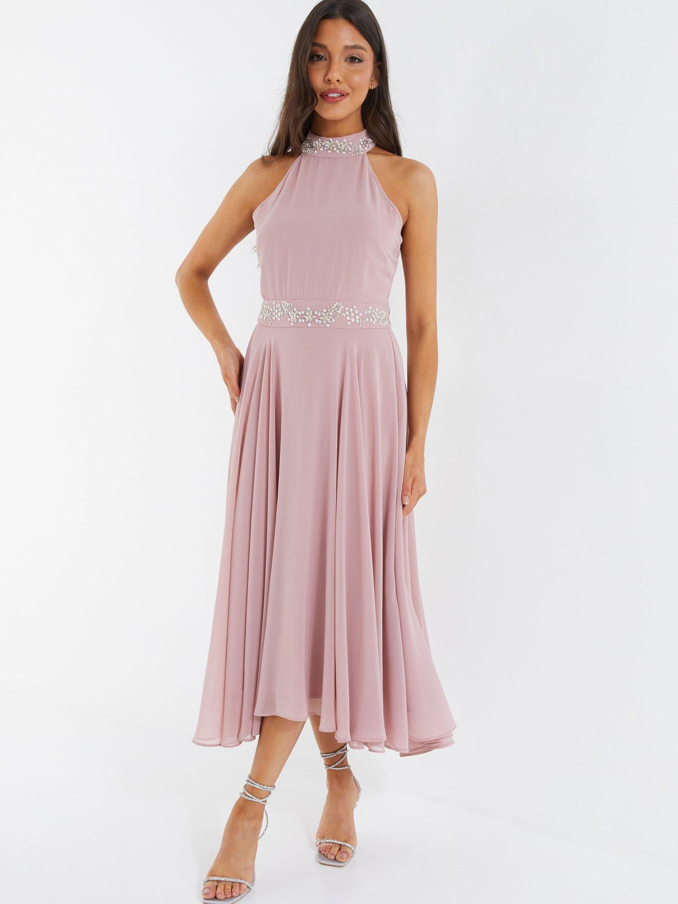 Quiz chiffon embellished high neck maxi dress hotsell