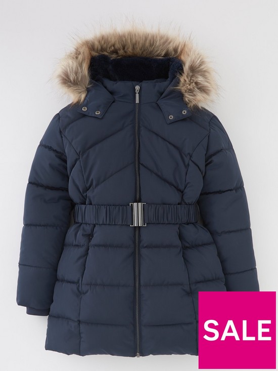 front image of everyday-belted-quilted-coat-navy