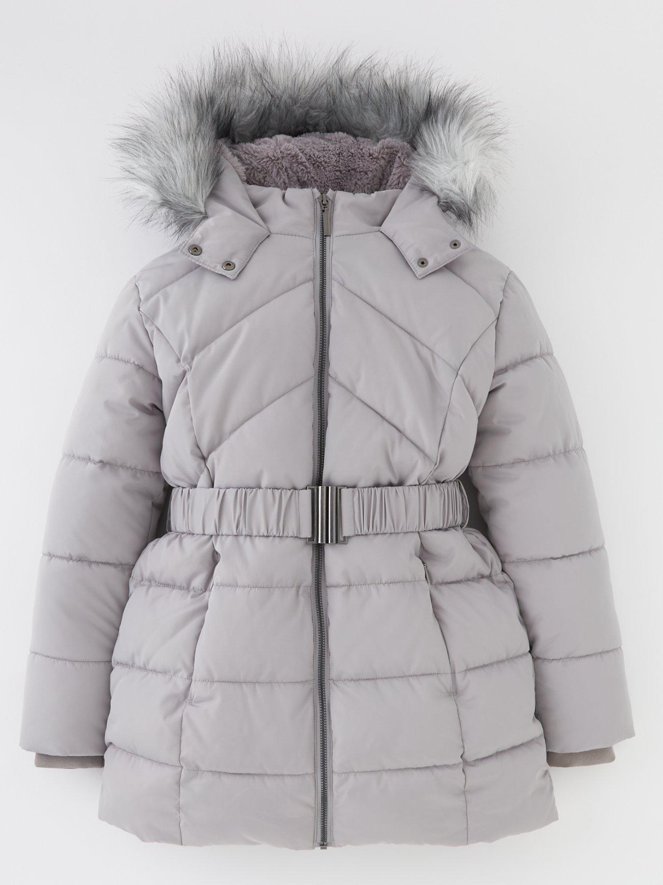 Everyday Belted Quilted Coat - Grey | very.co.uk