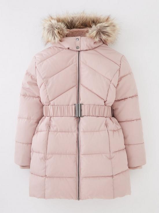 front image of everyday-belted-quilted-coat-pink