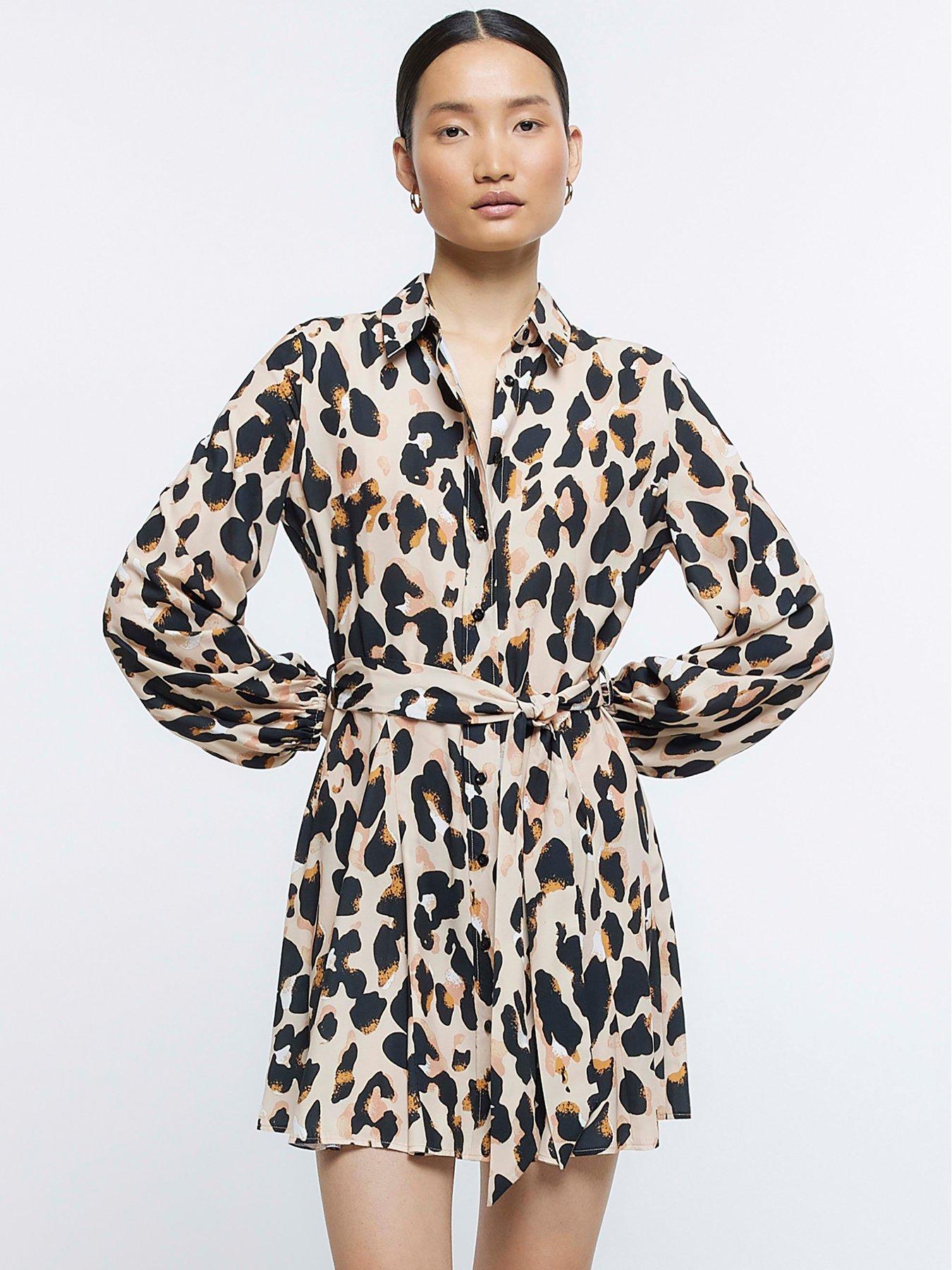 River island leopard print shirt sales dress