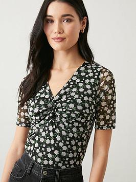 dorothy perkins mech v neck fitted top - multi