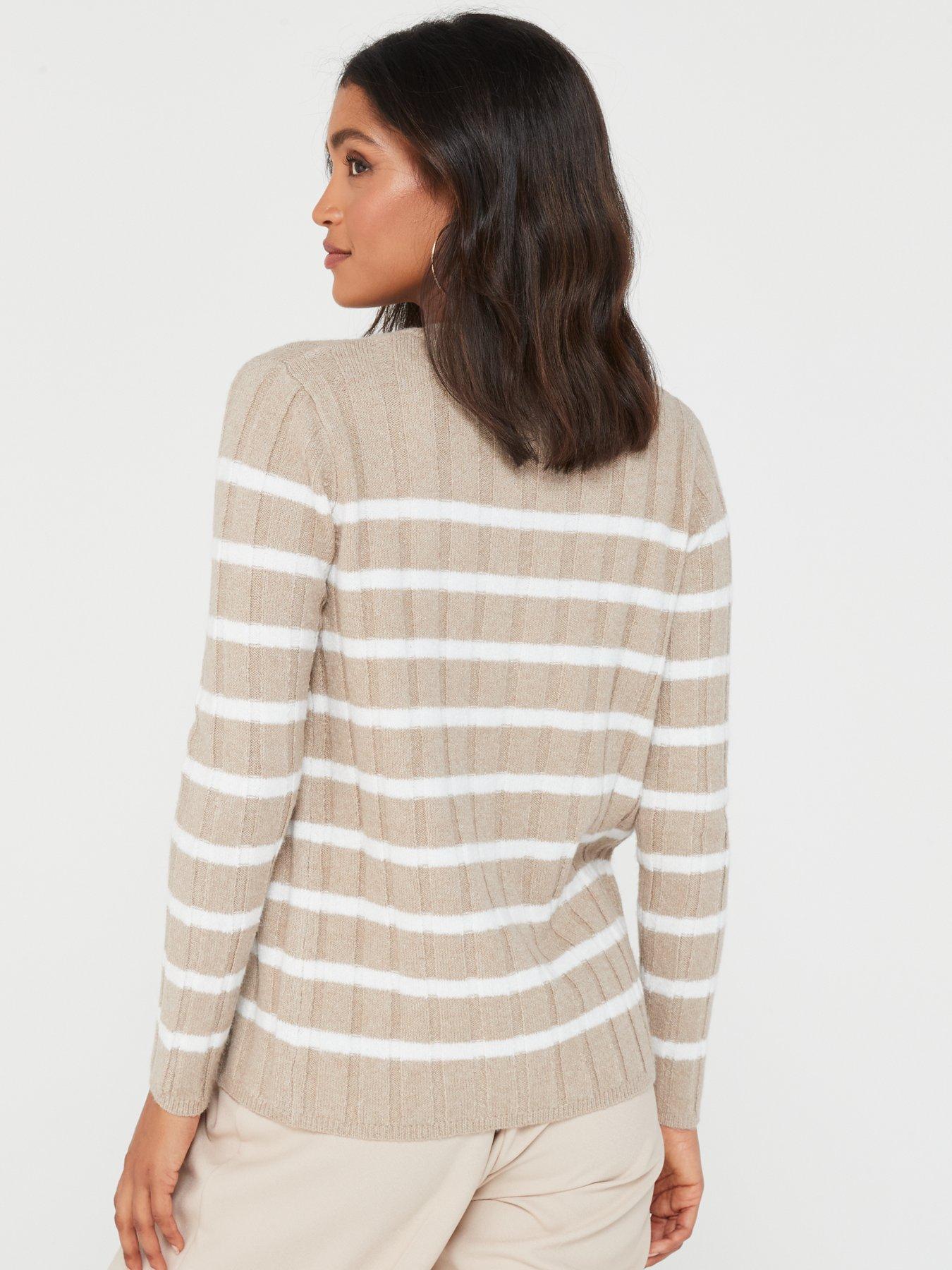 Stripe Knitted Cardigan Coord - Natural