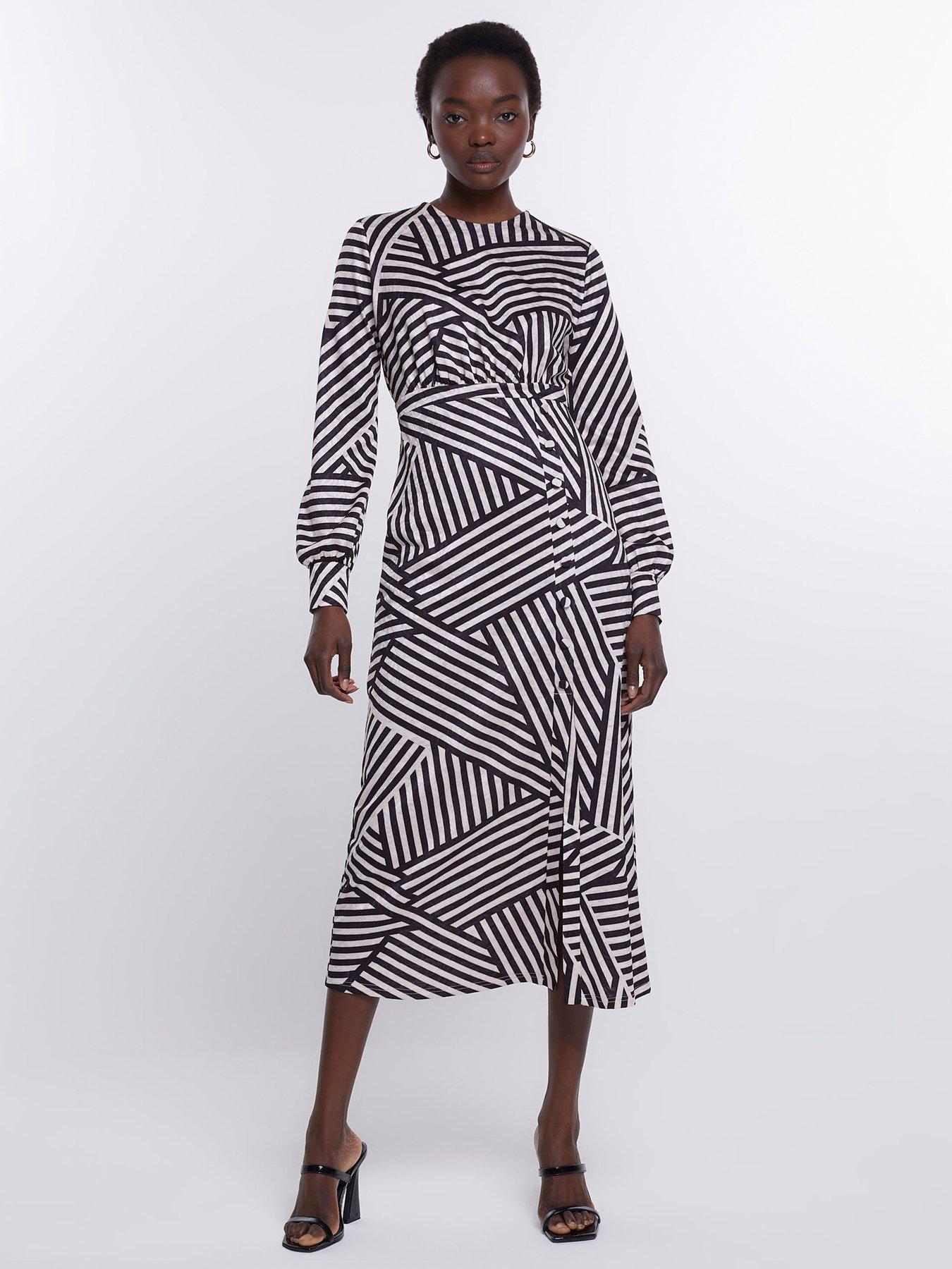 New Look Shirt Wrap Midi Dress In Geo Print