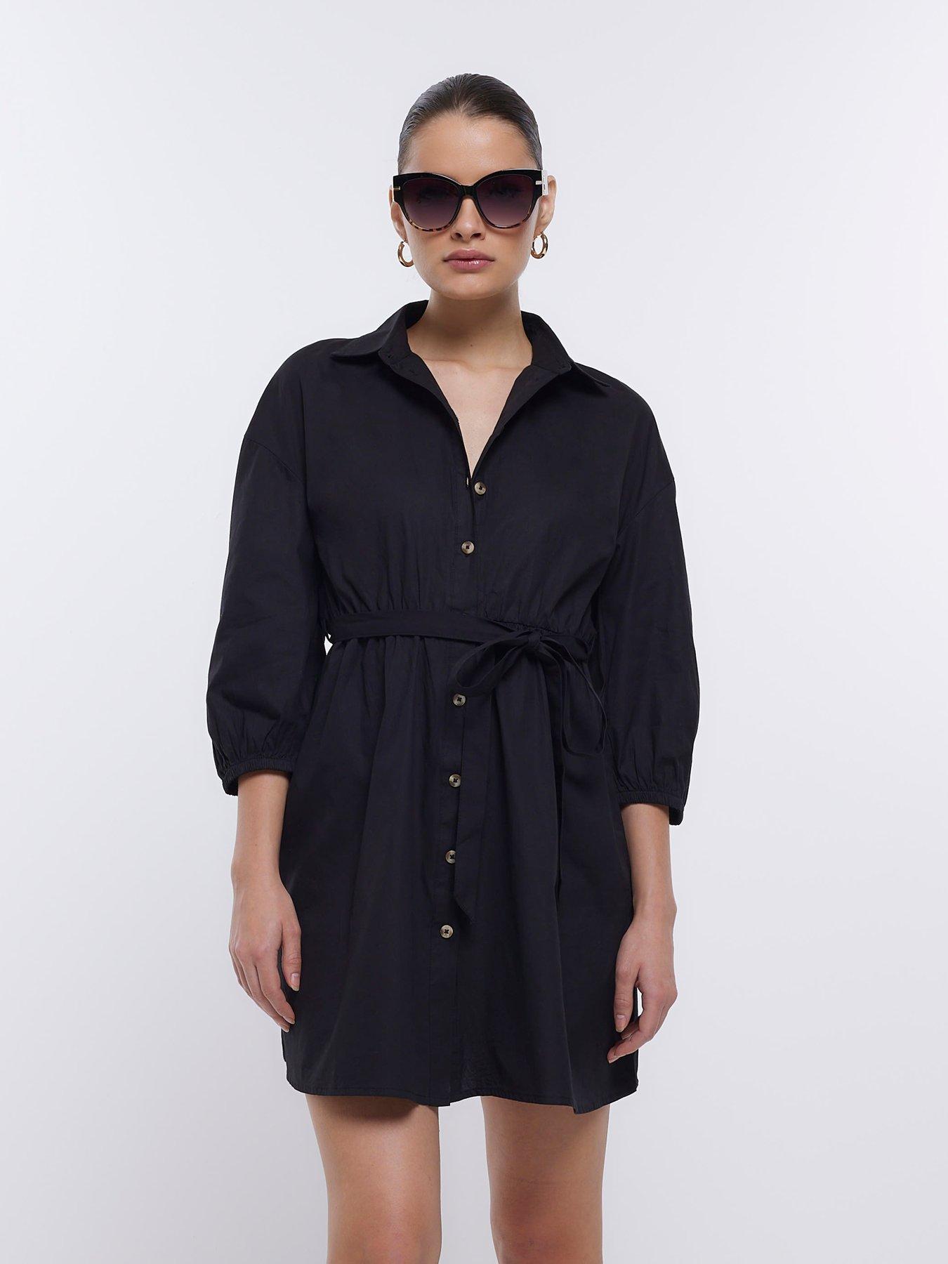 River island best sale black shirt dress