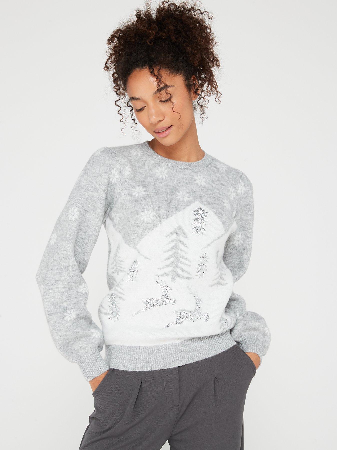 Grey reindeer jumper sale