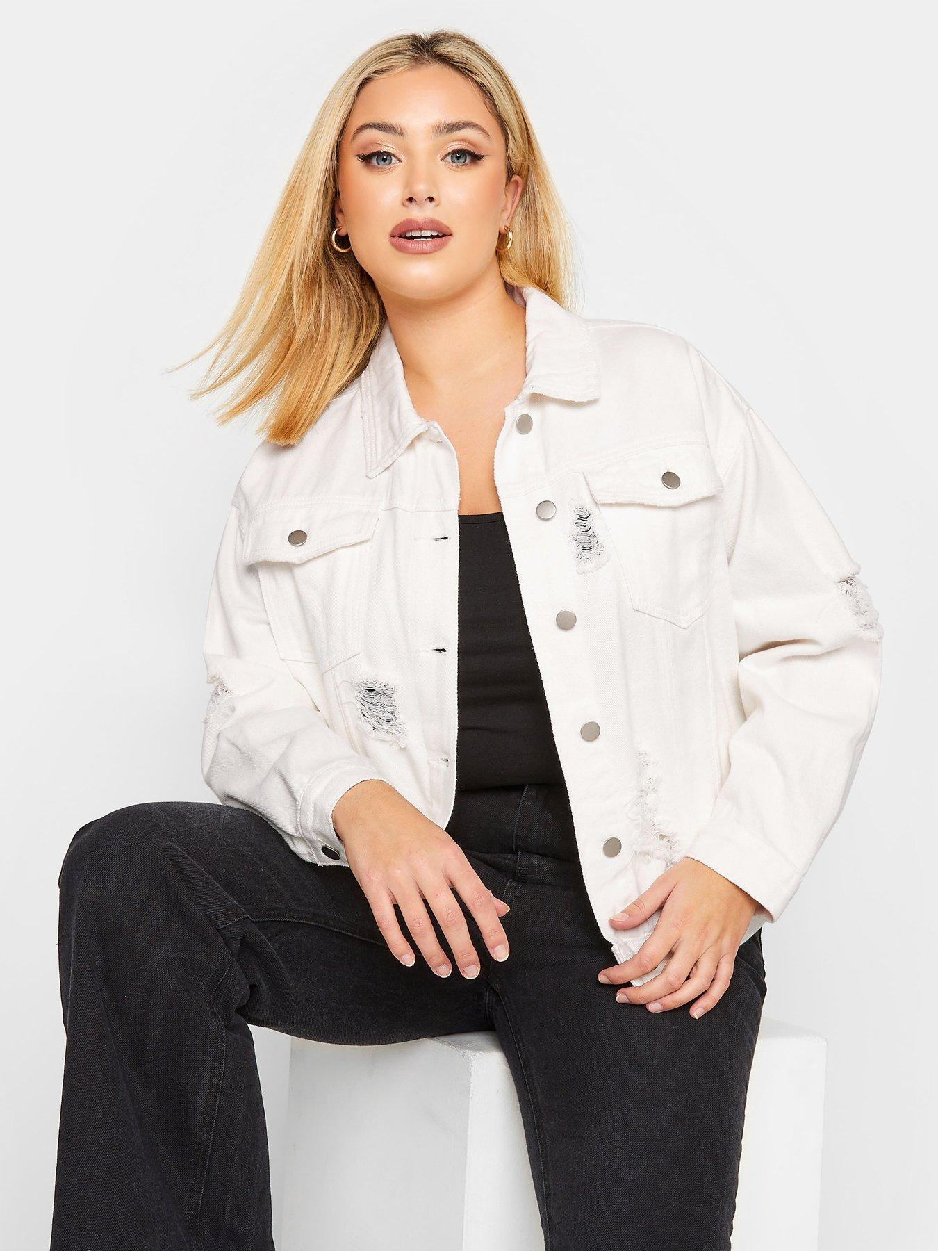 Oversized white denim on sale jacket