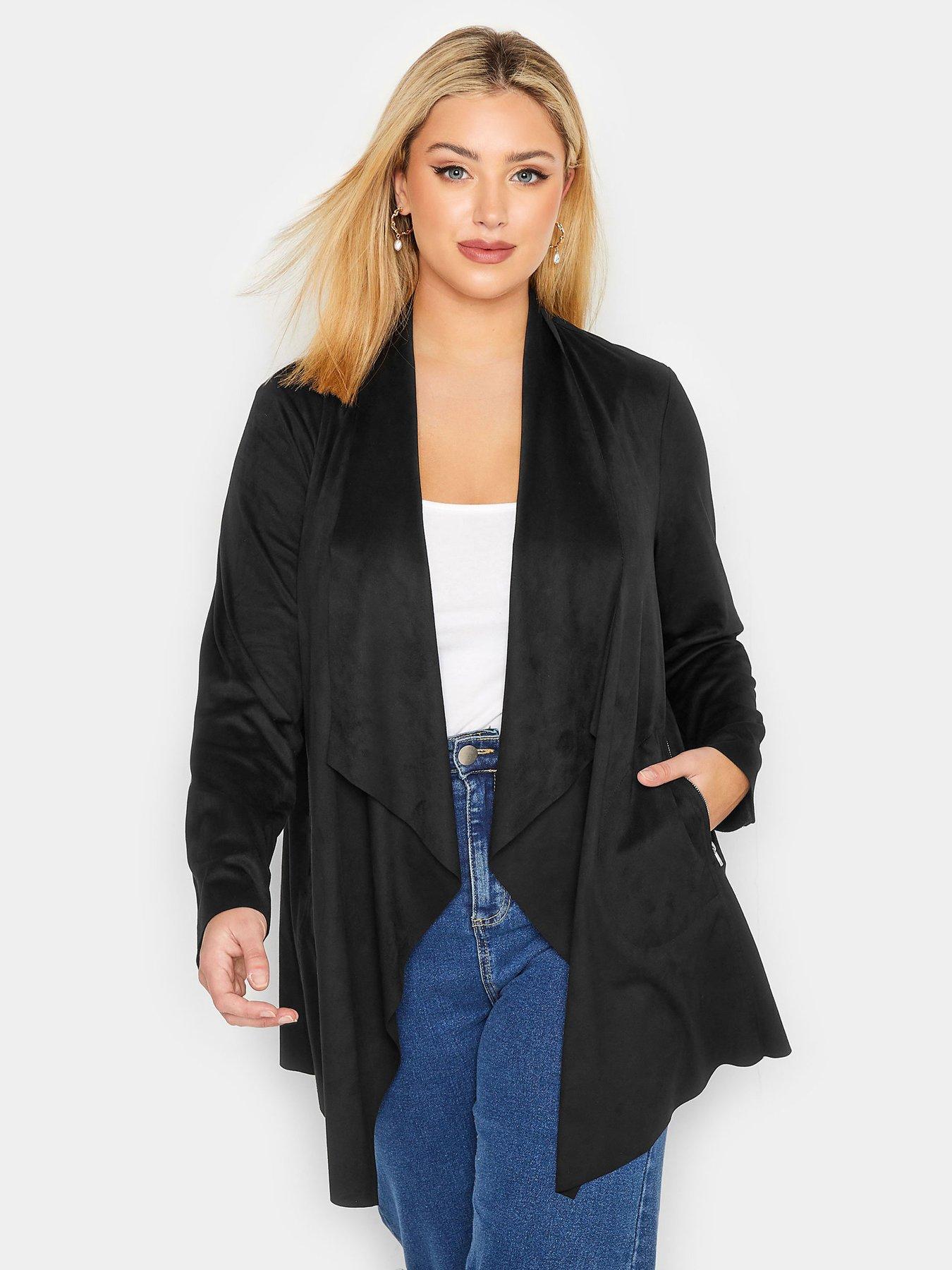 Plus size best sale black waterfall coat