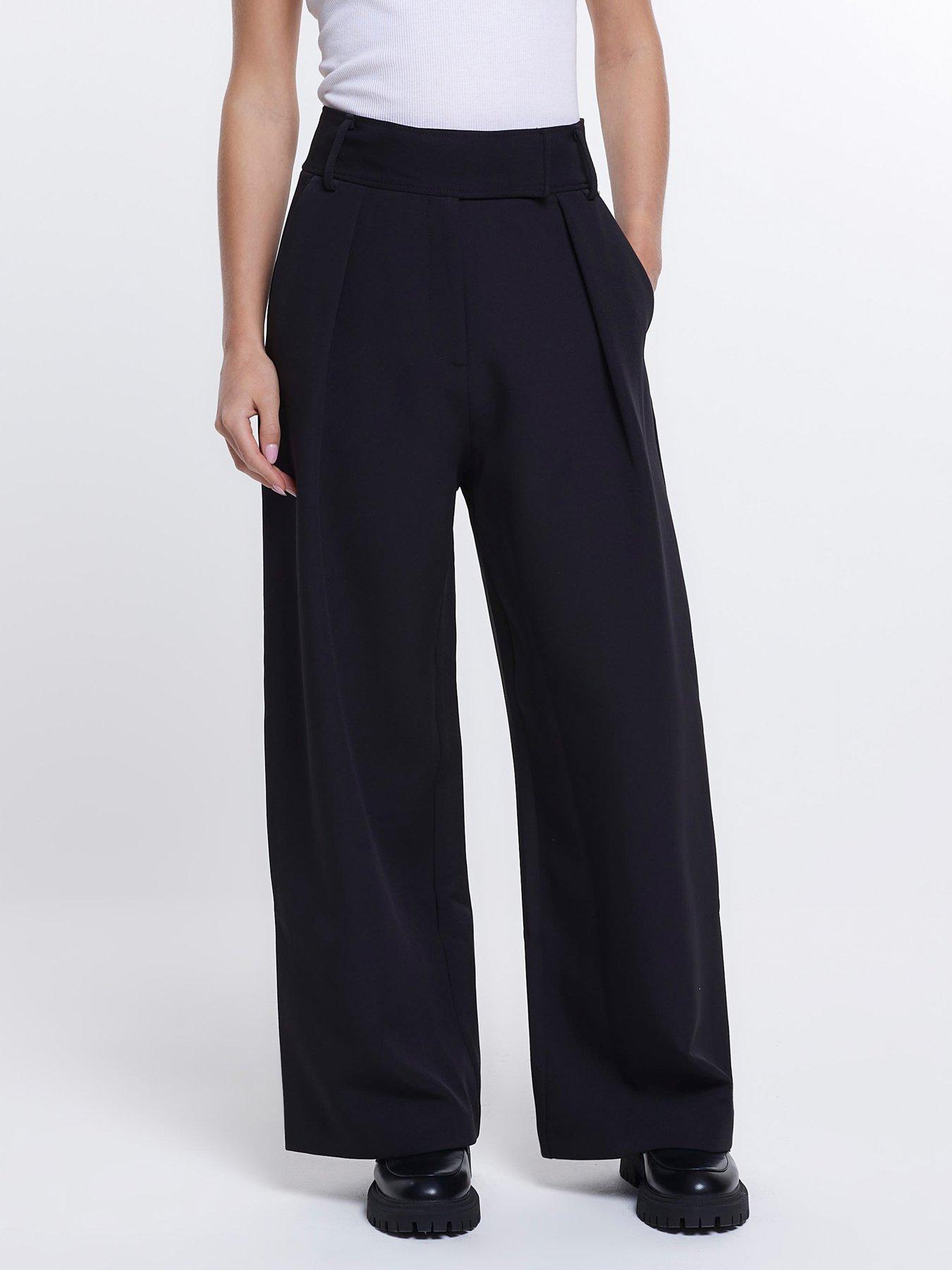 RI Petite Petite Pleat Wide Leg Trouser - Black | Very.co.uk