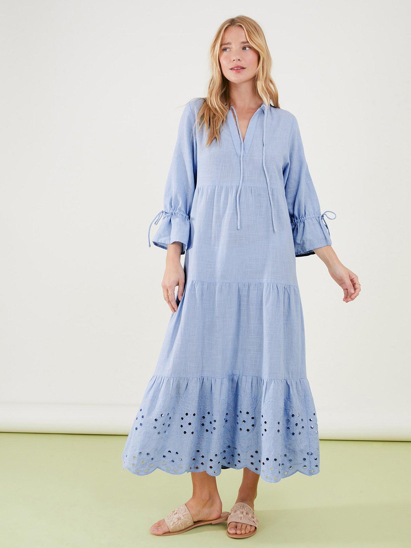 Accessorize Broderie Hem Dress Blue very.co.uk