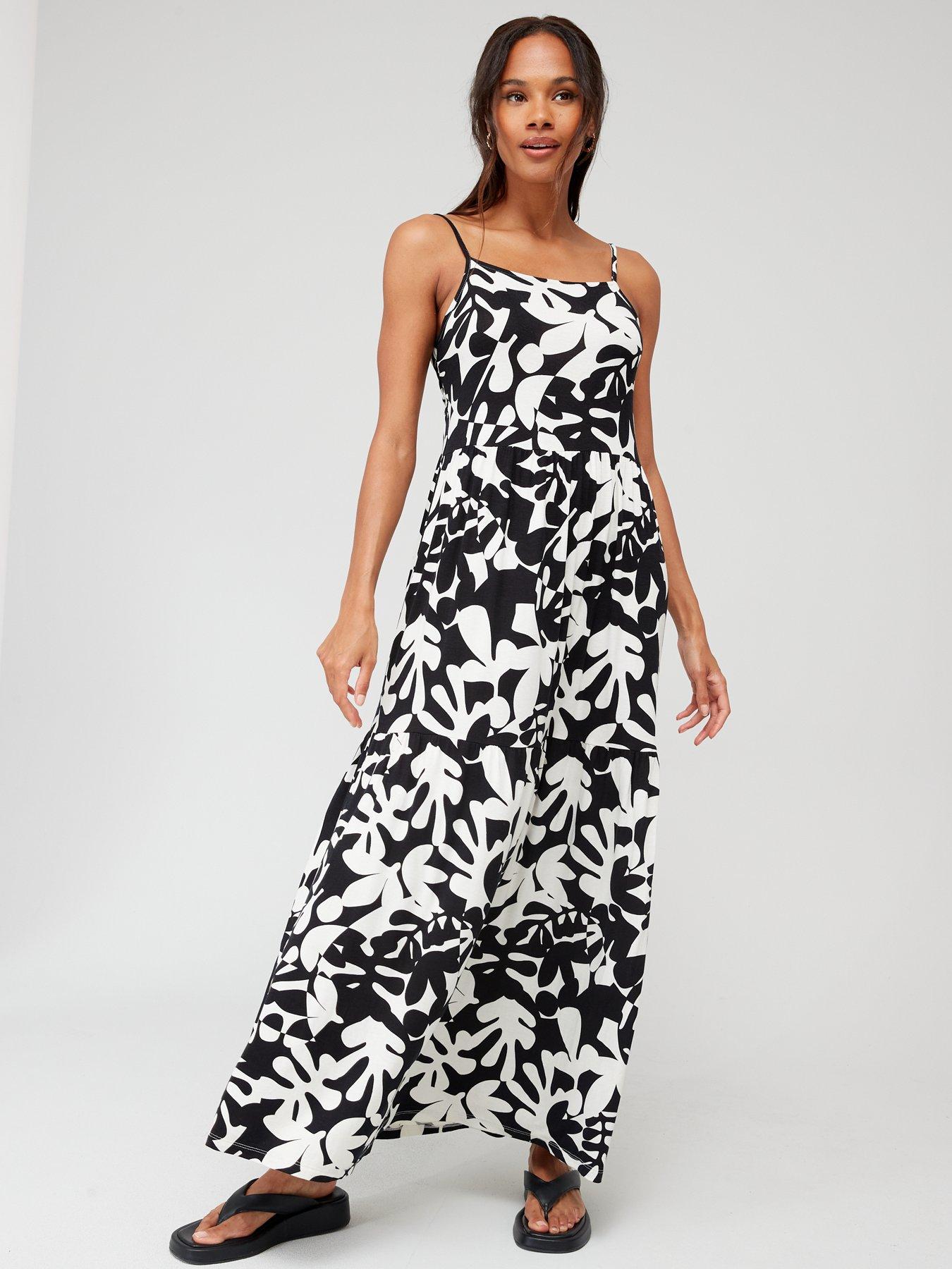 Pour Moi Removable Straps Shirred Bodice Maxi Dress - Print Multi