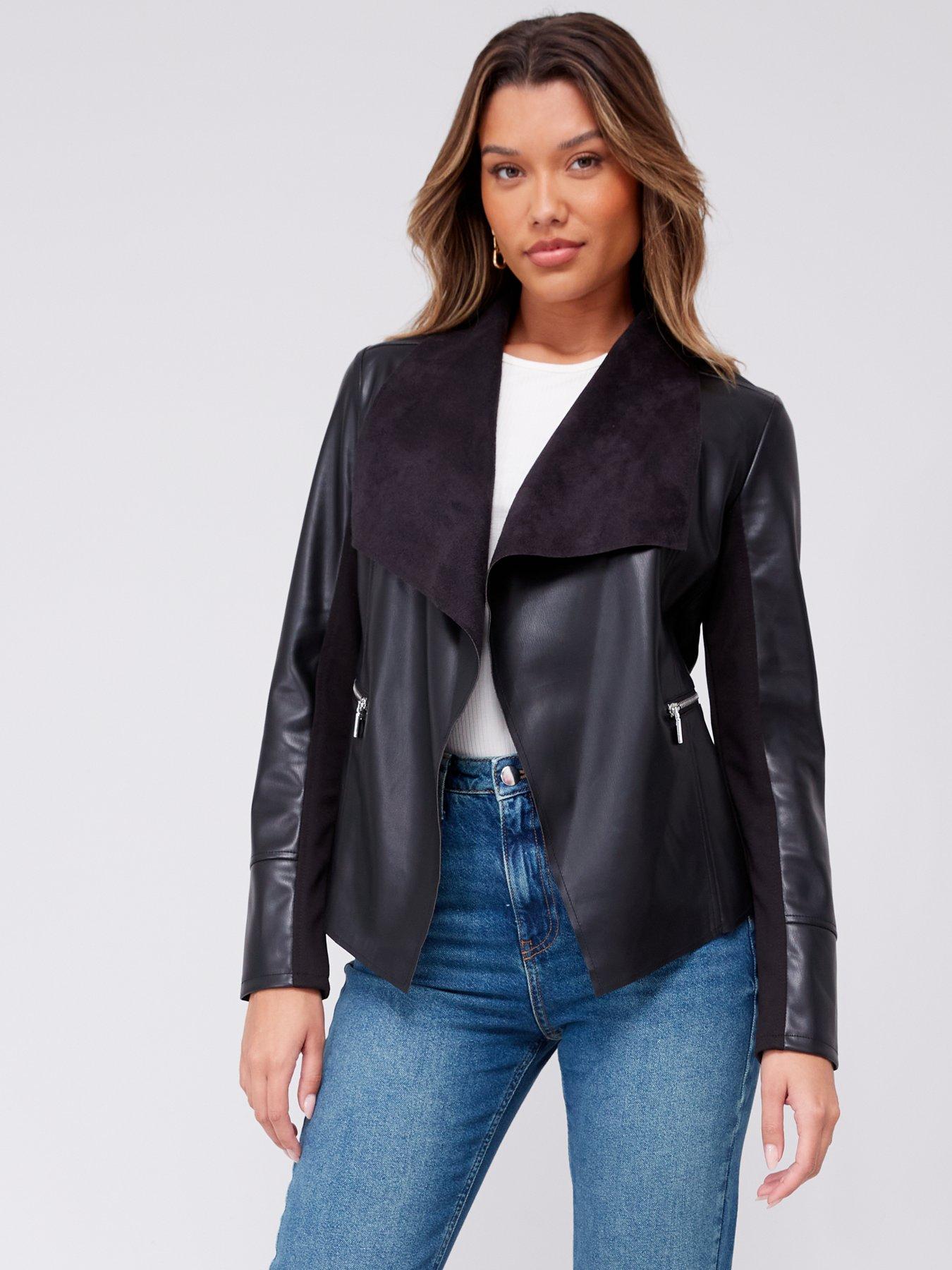 Womens waterfall clearance leather jacket