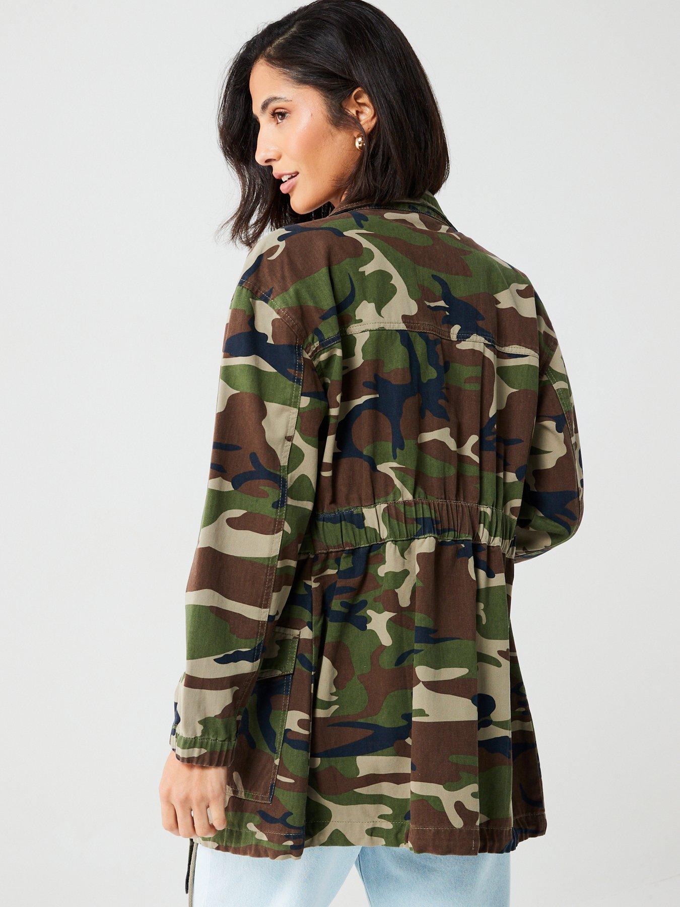 V by Very Utility Camo Tie Waist Jacket - Multi