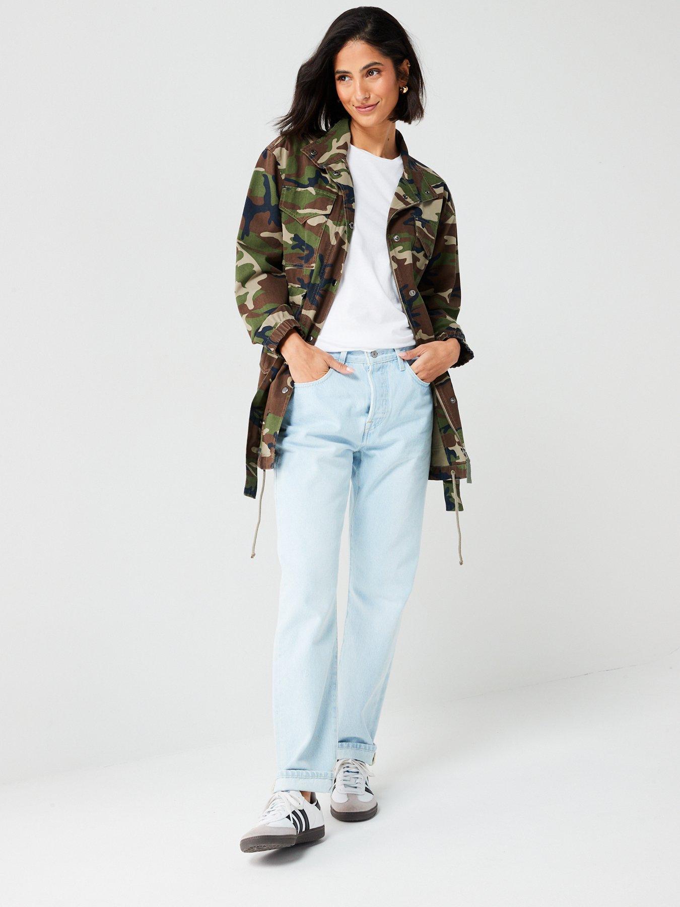 V by Very Utility Camo Tie Waist Jacket - Multi