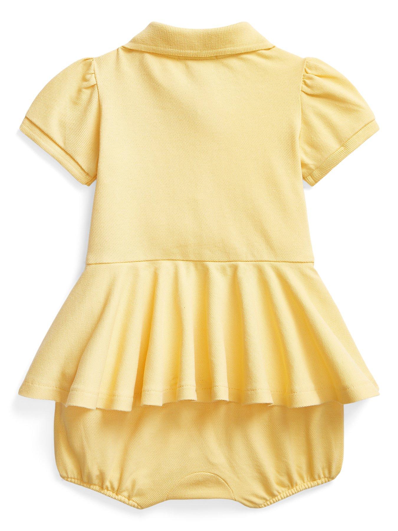 Baby Girls Peplum One Piece Shortall Romper - Empire Yellow