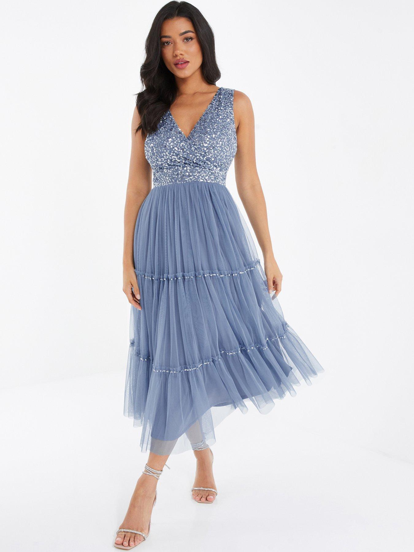 Sequin tiered 2025 tulle midi dress