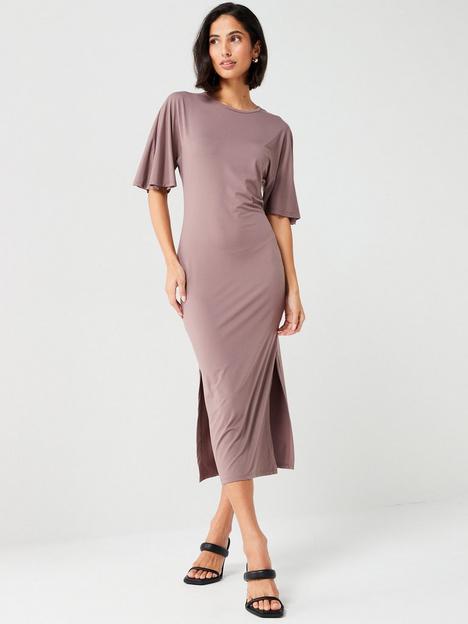 v-by-very-batwing-sleeve-midaxi-dress-light-brown
