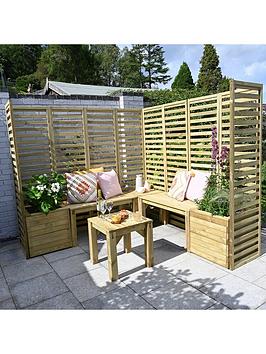 Product photograph of Forest Slatted Seating Planter Set 4-person from very.co.uk