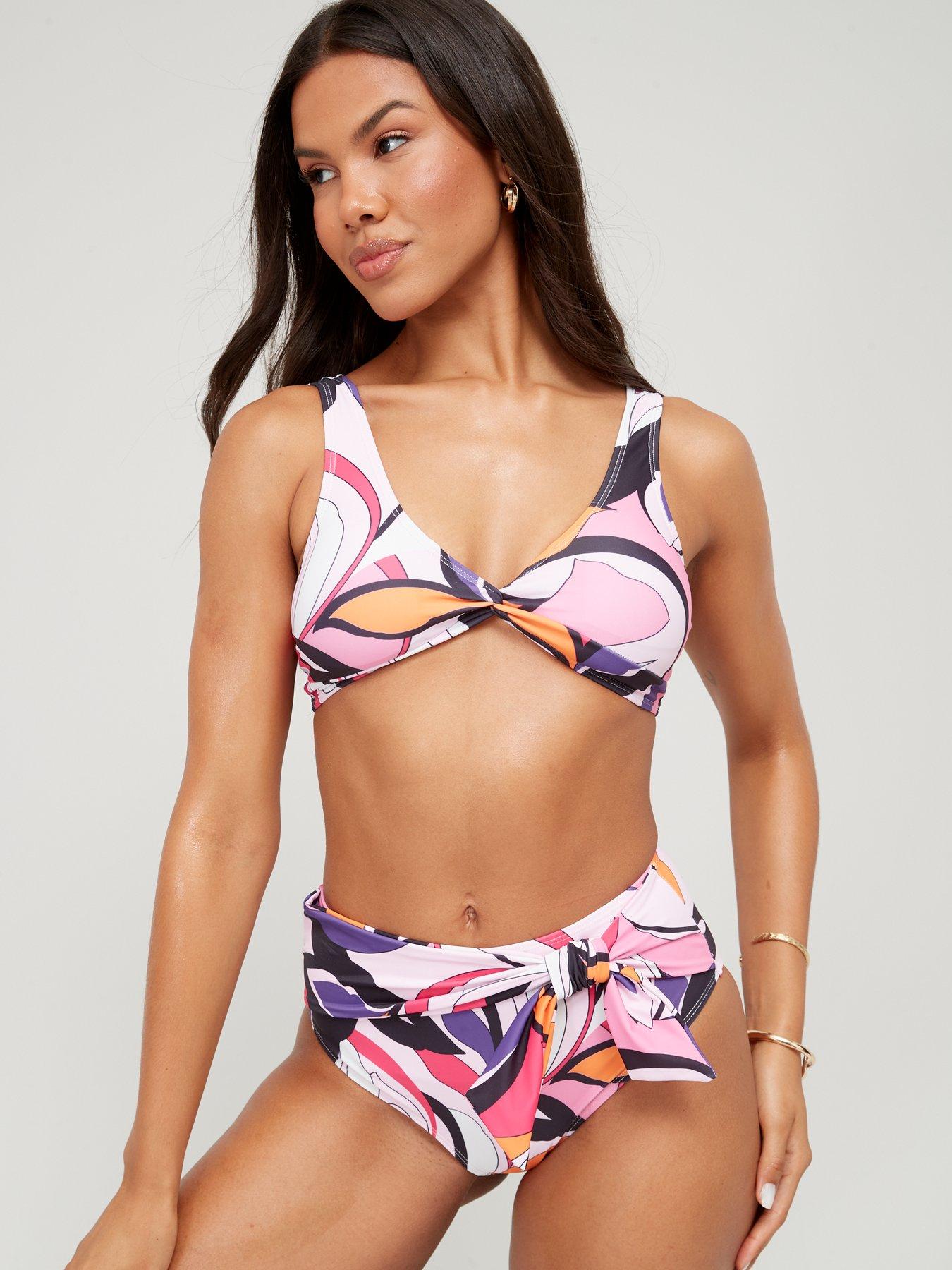 V Print Bikini Bottom in Multi