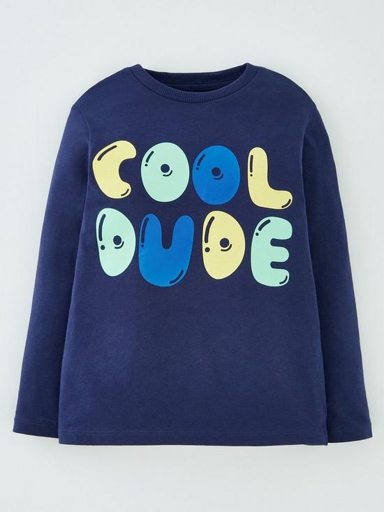 front image of everyday-boys-ls-cool-dude-t-shirt-navy