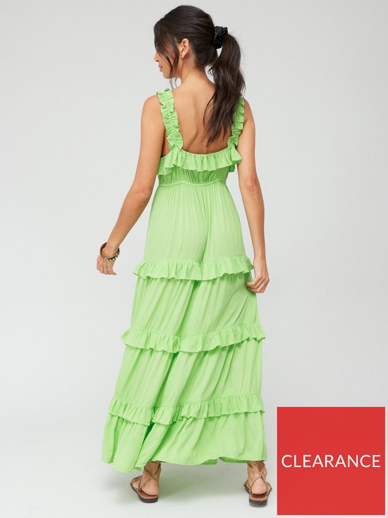 stillFront image of v-by-very-frill-tiered-beach-maxi-dress-green