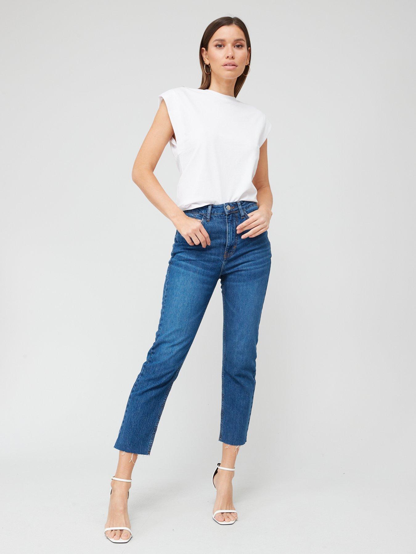 Straight cut sale cropped jeans