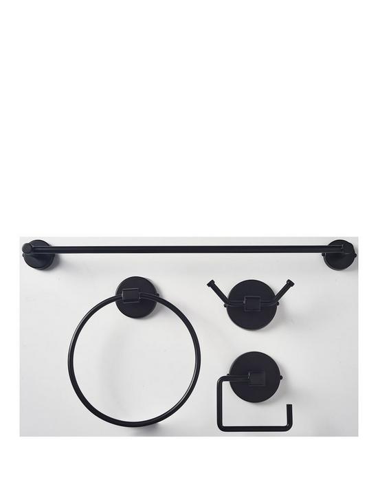 front image of our-house-4-piece-bathroom-fittings-set-black